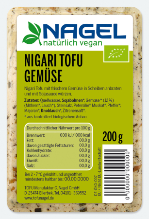 Tofu Gemüse, BIO, Nagel, 200g