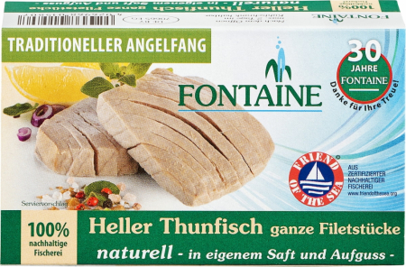 Heller Thunfisch naturell - ganze Filetstücke, Fontaine, 120g