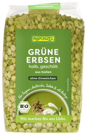 Grüne Erbsen halb, BIO, Rapunzel, 500g