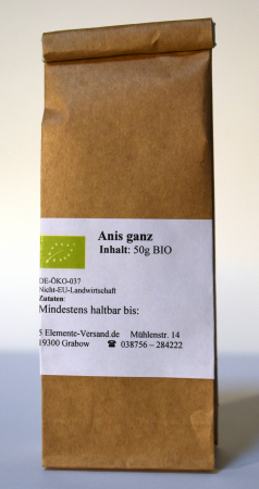 Anis ganz, BIO, Selbstabfüllung, 50 g