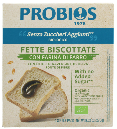 (MHD:26.02.2026) Dinkel-Zwieback mit extra nativem Olivenöl, BIO, Probios, 270g