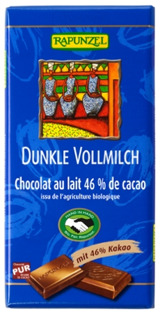 Vollmilch Schokolade 46% Kakao Dunkel, BIO, Rapunzel, 100g Mindesthaltbarkeit: 08/2022