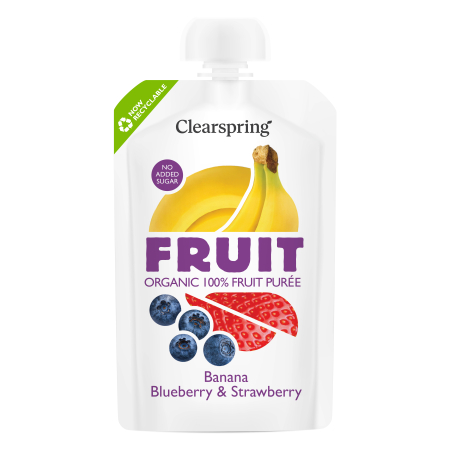 Fruchtpüree Quetschie - Banane-Blaubeere-Erdbeere, BIO, Clearspring, 100g