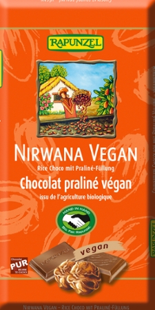 Nirwana Vegan Schokolade mit Praliné-Füllung, BIO, Rapunzel, 100g