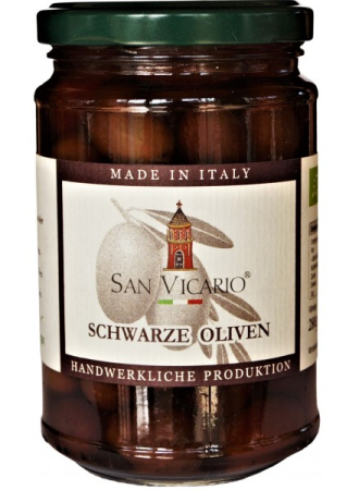 Oliven schwarz in Lake, BIO, San Vicario, 180g