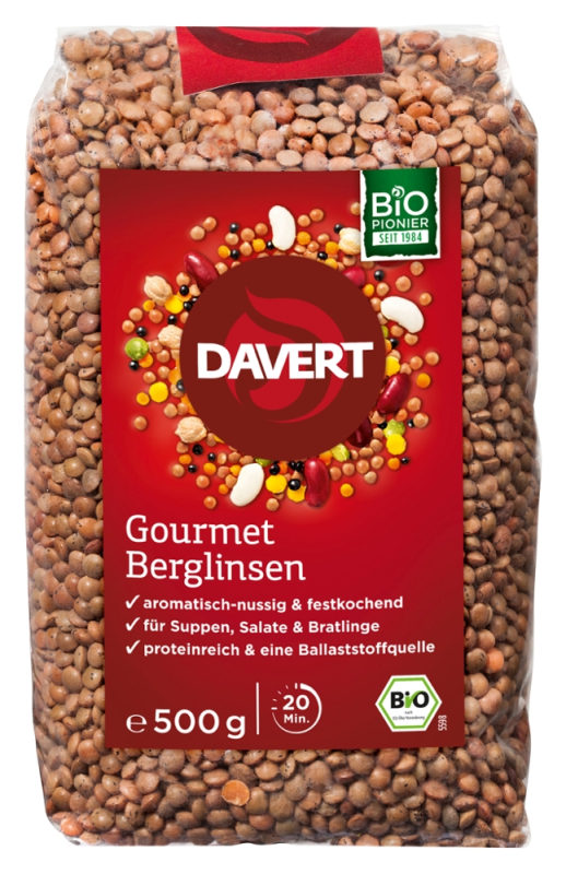 (MHD: 11.12.24) Gourmet Berglinsen, BIO, Davert, 500g