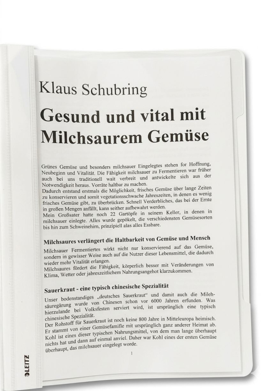 Schubring, Klaus: Gesund und vital mit milchsaurem Gemüse, 14 Seiten, Schnellhefter