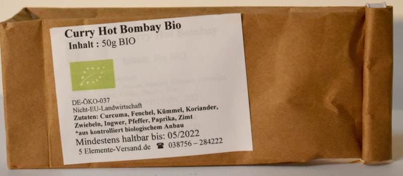 Curry Hot Bombay, gemahlen, BIO, Selbstabfüllung, 50 g