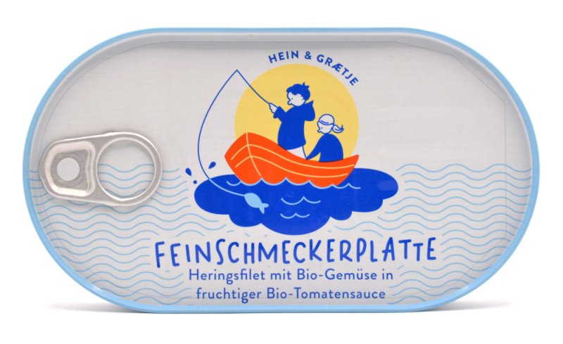 Feinschmeckerplatte Heringsfilet mit BIO-Gemüse in fruchtiger Tomatensauce, Heine & Graetje, 200 g